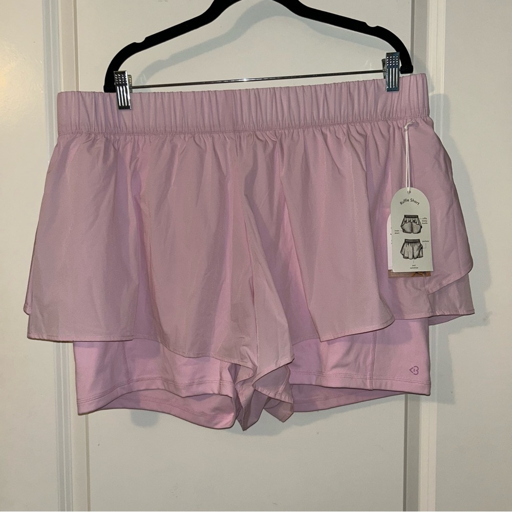 Blogilates Popflex Target Plus Size Pink Ruffle Short 1X - Picture 5 of 12